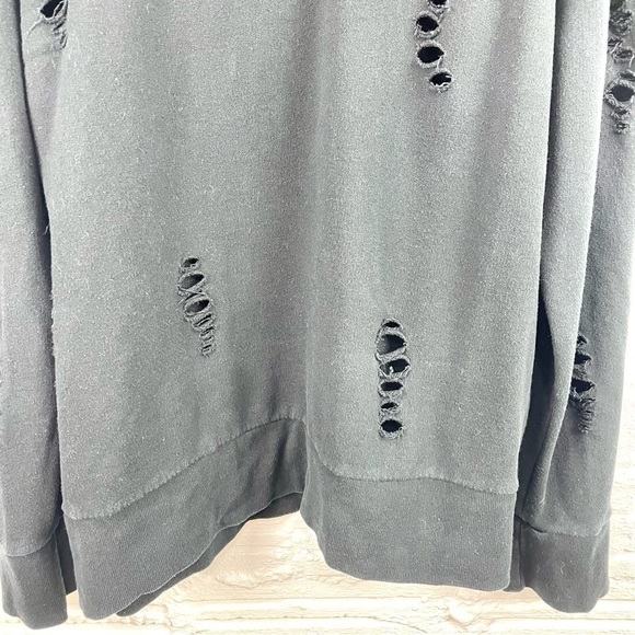 TOPSHOP Black Distressed Hoodie Size 10 - Picture 6 of 13